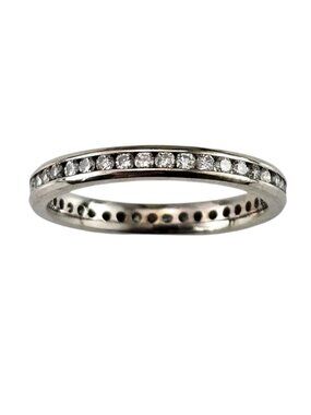 14K White Gold Diamond Eternity Band Ring Size 6 #25141
